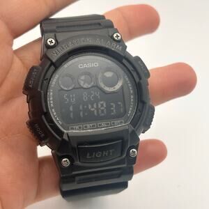 Casio W-735H Vibration Alarm Super Illuminator Black 44mm Digital Watch Working